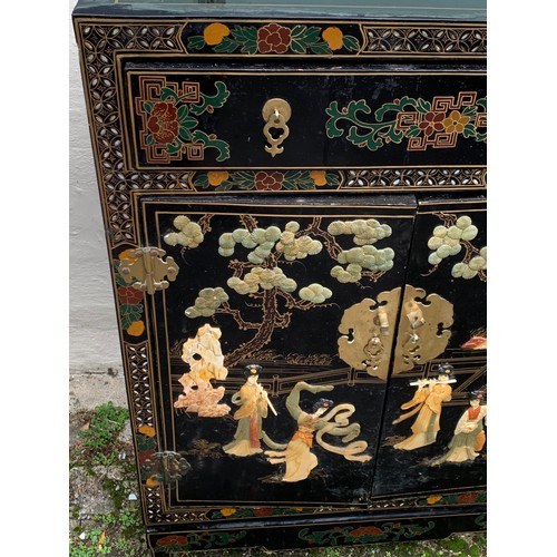 41 - Chinese Lacquered Cupboard 77 x 39 x 102 cms