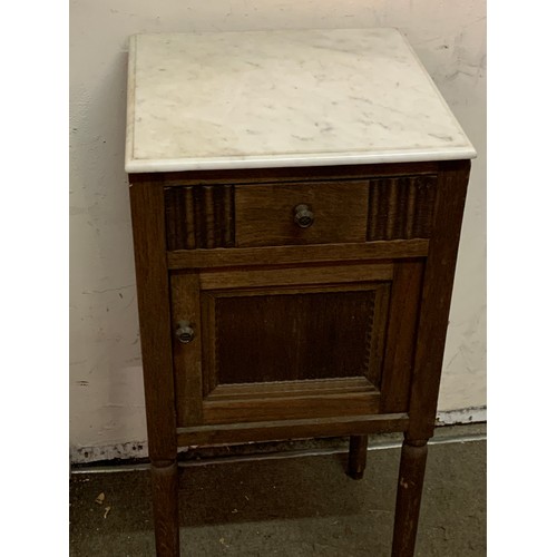 42 - Marble Top Pot Cupboard. 37 x 37 x 82 cms