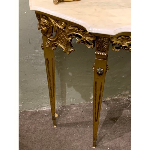 48 - Gilt Rococo Console And Mirror . Mirror Measures 132 x 98 cms Console Table Measures. 110 x 36 x 85 ... 