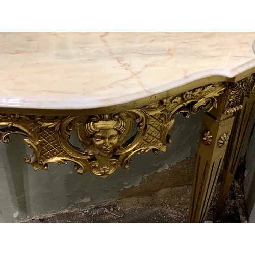 48 - Gilt Rococo Console And Mirror . Mirror Measures 132 x 98 cms Console Table Measures. 110 x 36 x 85 ... 