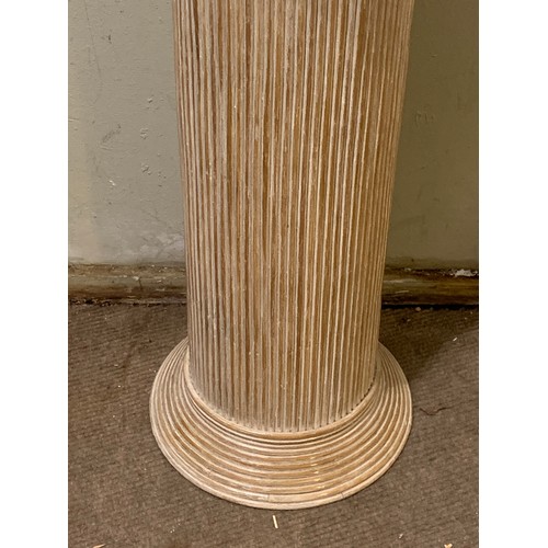 50 - Cane work Column Plant stand With Mirrored Top. 31 x 76 cms