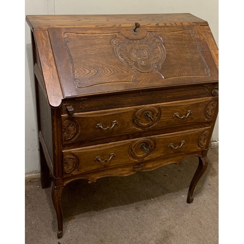 52 - Vintage European Bureau With Carved Decoration. 80 x 43 x 94 cms