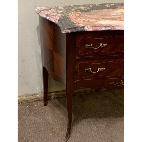 55 - French Marble Top Two Drawer Chest. 78 x 42 x 70 cms