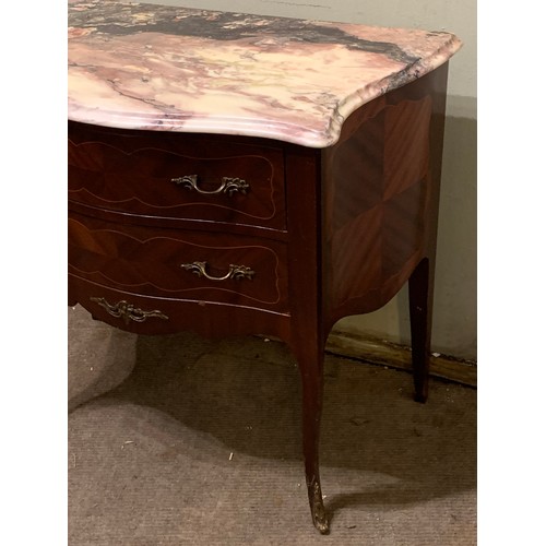 55 - French Marble Top Two Drawer Chest. 78 x 42 x 70 cms