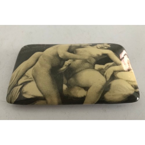 162 - Porcelain Trinket Box Lid Having Erotic Scene
5 x 8.5 cms