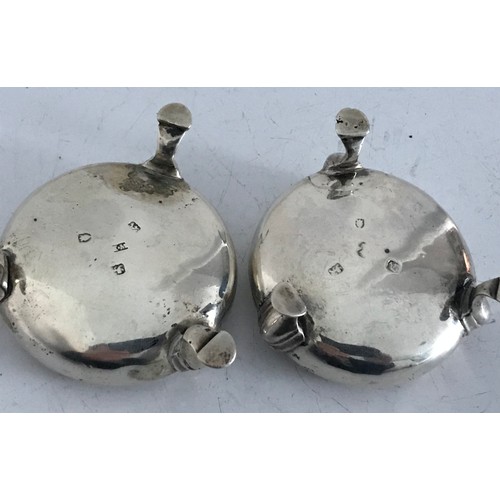 177 - Pair Of Matched George 11 Hallmarked ,Hoof Footed Silver Salt Cellars .
London 1756
7 cms diameter