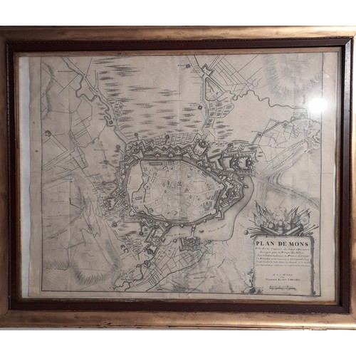 90 - Plan du Mons issued by the Vander Kloot Libraire 63cm x 78cm Framed and Glazed and Plan of the Glori... 