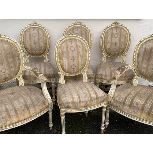 70 - Six French Painted And Upholstered Chairs To Include Two Carvers (6)