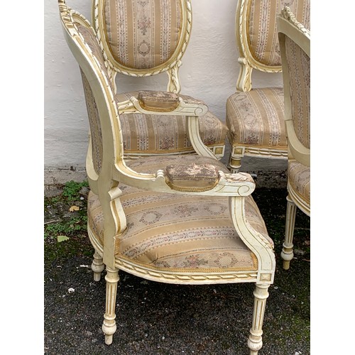 70 - Six French Painted And Upholstered Chairs To Include Two Carvers (6)