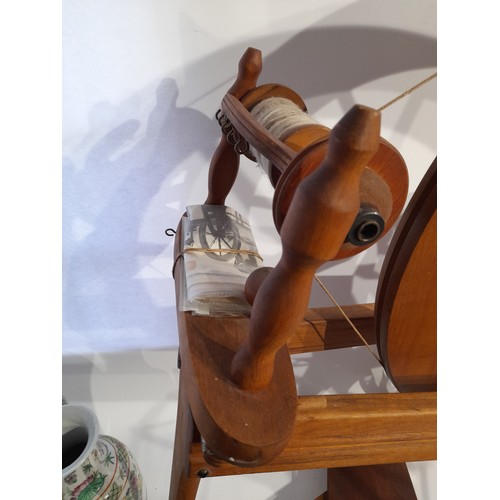 120 - Spinning Wheel and Accessories. stands 86cm high