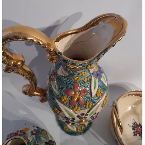 150 - Henri Biquet collectable ceramics 6 items to include 2 jugs 2 bowls and 2 vases. largest 41cm tall