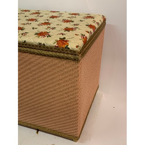 48a - Vintage Lloyd Loom Style Blanket Box. 91 x 36 x 41 cms