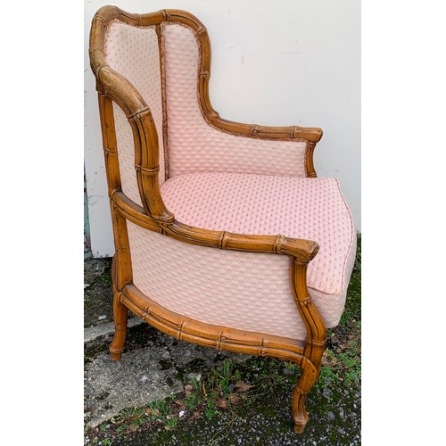 79 - Upholstered Bamboo Armchair