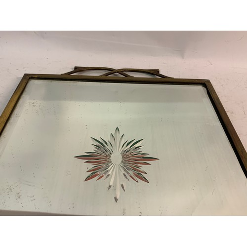 82a - Antique Brass And Glass Fire Screen. 66 x 40 cms