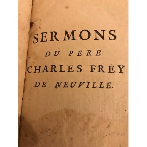 129 - 2 x Leather Bound Books - Le Merite Des Femmes Par G. Legouve 1828 and Sermons Du Pere Charles Frey ... 