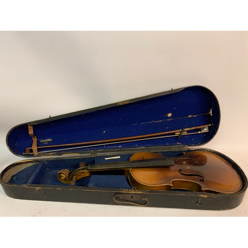 561 - Vintage Cased Violin And Bow