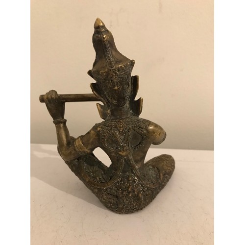 108 - Vintage Bronze Statue Of A Goddess Playing A Flute
14 cms h