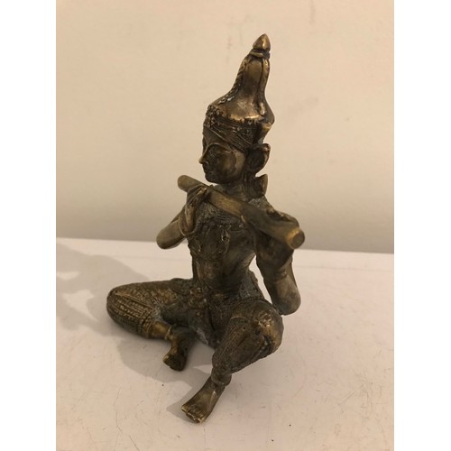 108 - Vintage Bronze Statue Of A Goddess Playing A Flute
14 cms h