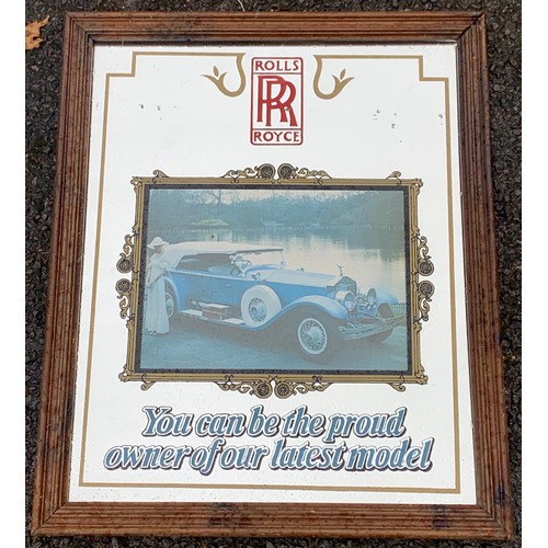 564 - Vintage Rolls Royce Advertising Mirror. 59 x 49 cms