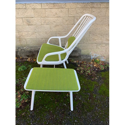 50a - New Scandinavian Style Slat Back Chair And Foot Stool.