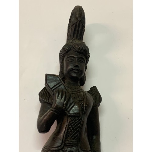 334 - Carved Wood Figure From Kathmandu Standing 37 cms High