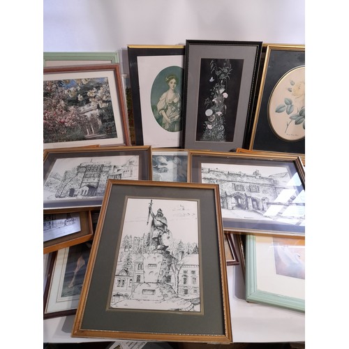 255 - 24 x Decorative Prints in frames, various sizes in box