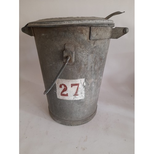 13 - Galvinised storage bin with clear raised lettering of the Belgian province of origin with intact wor... 