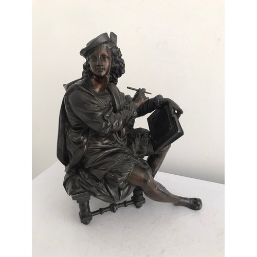 109 - Antique Bronzed Statue Of A Seated Scholar In Period Dress
20 x 12 x 26 cms h