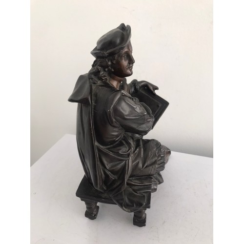 109 - Antique Bronzed Statue Of A Seated Scholar In Period Dress
20 x 12 x 26 cms h