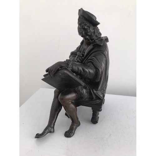 109 - Antique Bronzed Statue Of A Seated Scholar In Period Dress
20 x 12 x 26 cms h