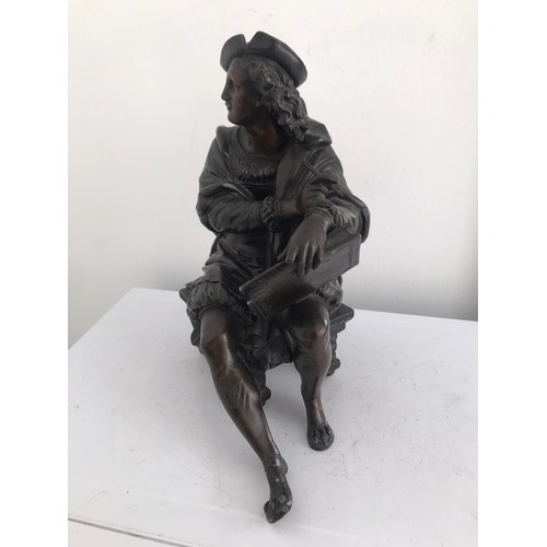 109 - Antique Bronzed Statue Of A Seated Scholar In Period Dress
20 x 12 x 26 cms h