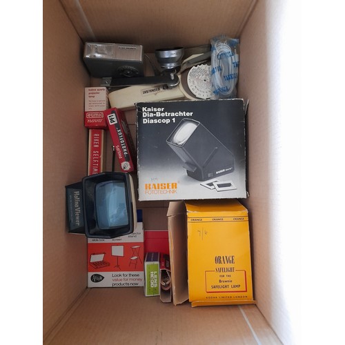 16 - Vintage Photographic enlarger in box along with other items of photographic interest to include 2 x ... 