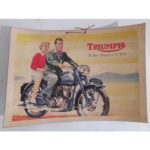 33 - Card advertising poster for Triumph motorcycle 42cm x