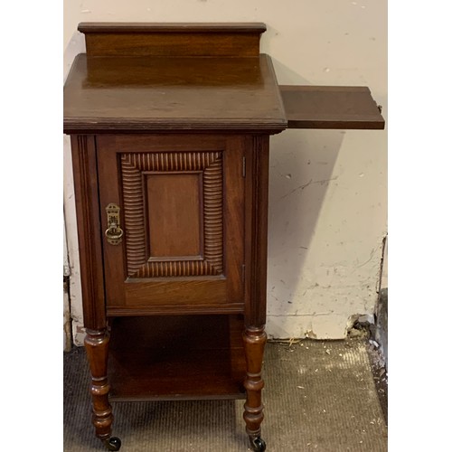 1 - Vintage Bedside / Pot Cupboard With Slide Out Side Tables. 41 x 40 x 83 cms