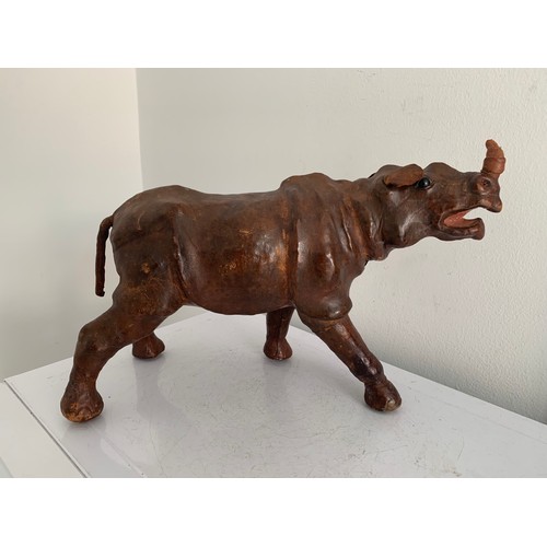 101 - Unusual Large Leather Clad Model Of A Rhinoceros 
34 x 21 cms h