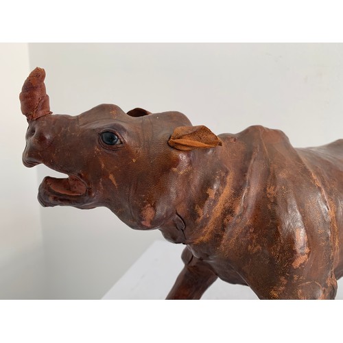 101 - Unusual Large Leather Clad Model Of A Rhinoceros 
34 x 21 cms h