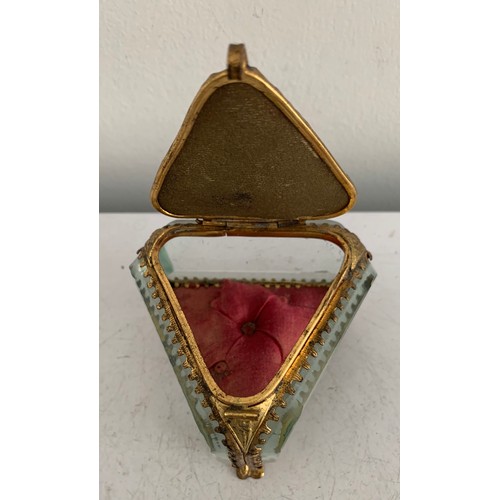 116 - Similar To Previous Lot
Antique French Ormolu Mounted Triangular Glass Trinket Box
8 x 8 x 8 x 7 cms... 