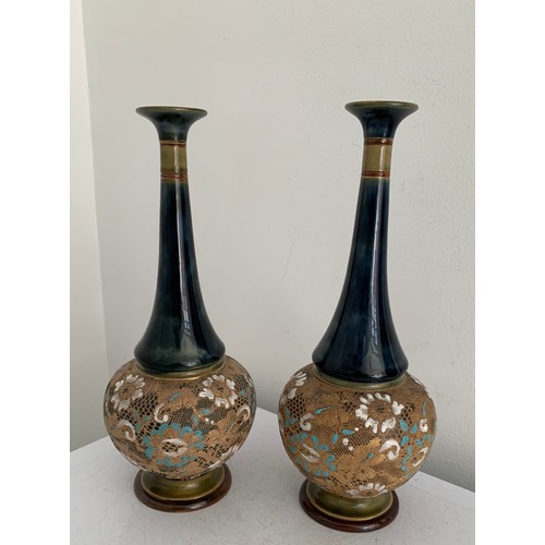 121 - Antique Pair Of Doulton Lambeth Vases
29 cms h