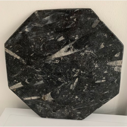 143 - Large Octagonal Platter With Ammonoids And Orthoceras Fossils
30 diameter