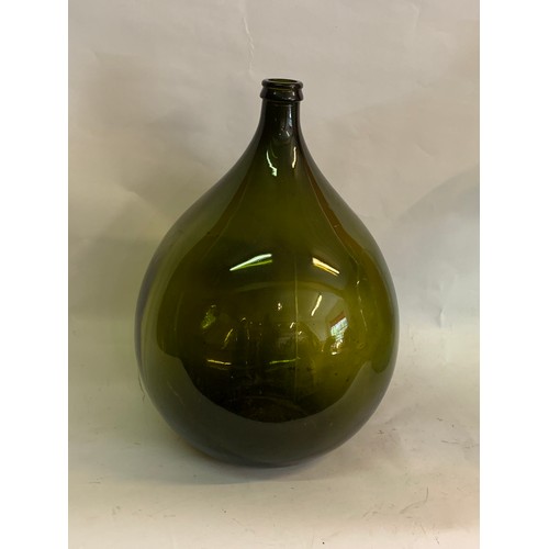 157 - Large Green Glass Carboy / Bottle Demijohn. 55 cms