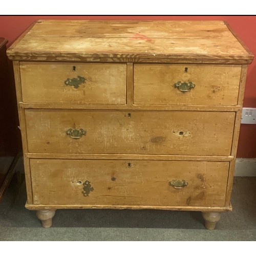 11 - Antique Pine Two Over Two Chest Of Drawers. 85 x 44 x 82 cms