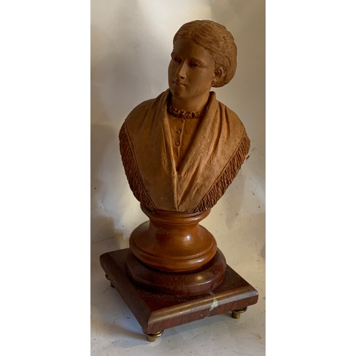 168 - Antique Terracotta Bust Mounted On A Marble Base Signed To Reverse. 29 cms High