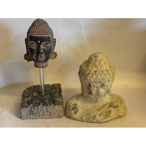 3 - Two Buddha Figures One Ceramic One Resin, Tallest 24 cms High (2)