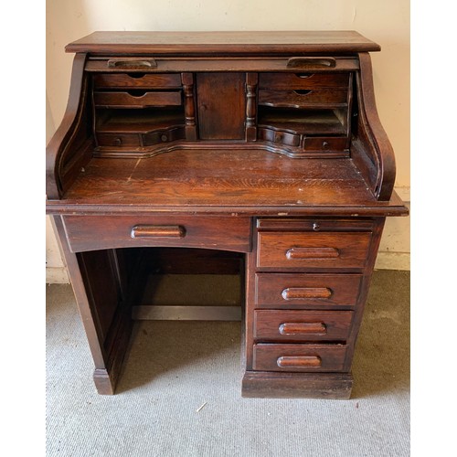 58 - Vintage French Tambour Front Bureau 95 x 70 x 110 cms