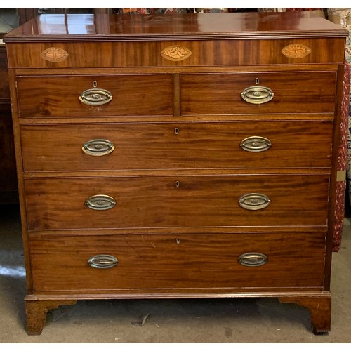 72 - Two Over Three Chest Of Drawers With Shell Inlay 112 x 53 x 115 cms