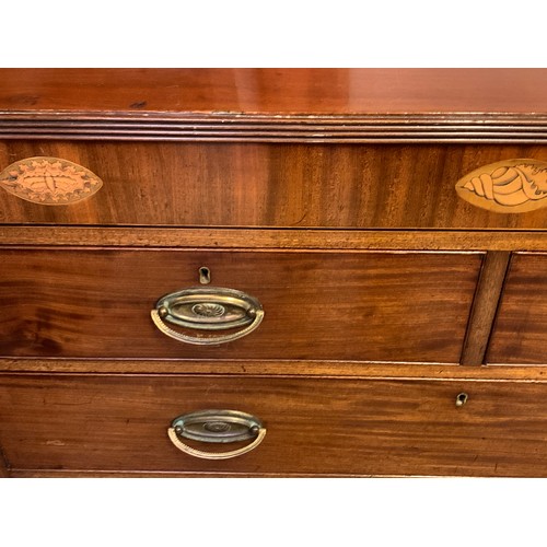 72 - Two Over Three Chest Of Drawers With Shell Inlay 112 x 53 x 115 cms