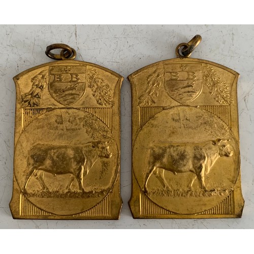 112 - Pair Of Antique Continental Bronze Prize Bull Medallions
6 x 4 cms