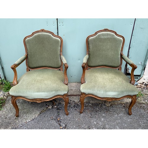 78a - Pair Of Good French Wide Seated Arm Chairs. (2)