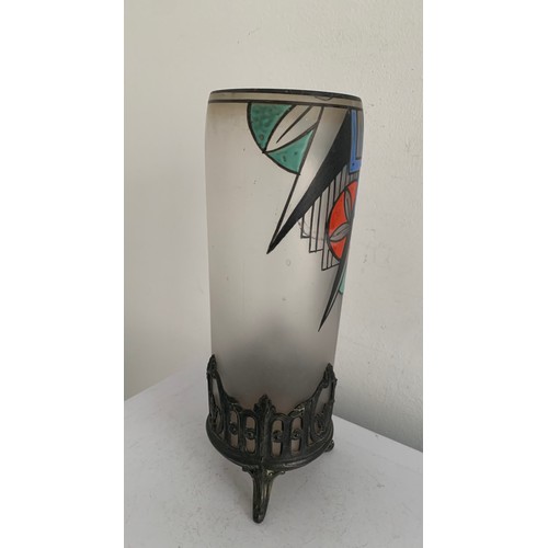 108 - Art Deco Style Glass Vase In Metal Holder af
26 cms h