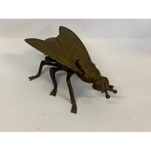 159 - Vintage Brass Fly Figure With Lift Up Wings. 18 x 9 x 6 cms